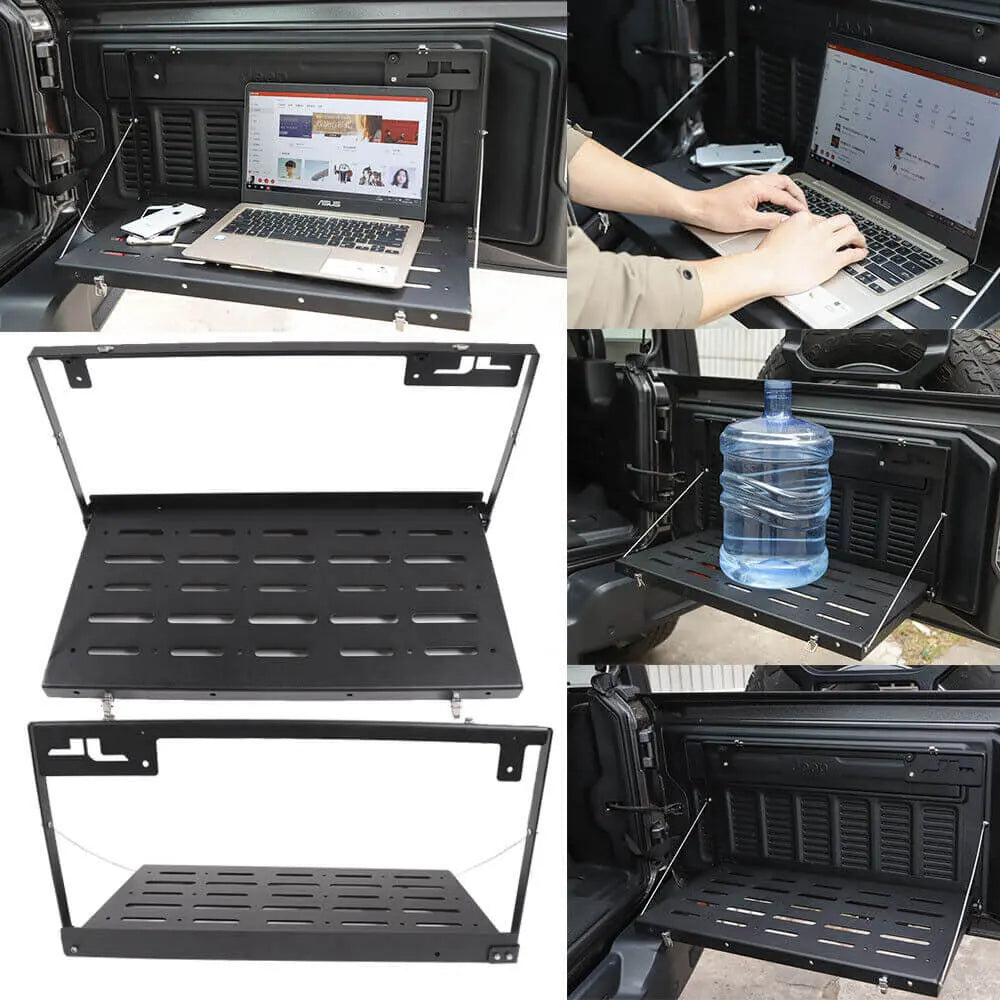 For 2018+ Jeep Wrangler JL Tailgate Table Rear Door Table Storage Rack Foldable Cargo Shelf