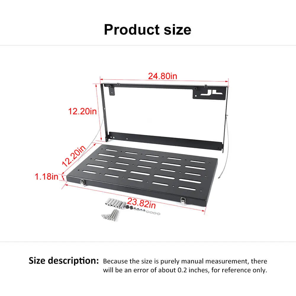 For 2018+ Jeep Wrangler JL Tailgate Table Rear Door Table Storage Rack Foldable Cargo Shelf