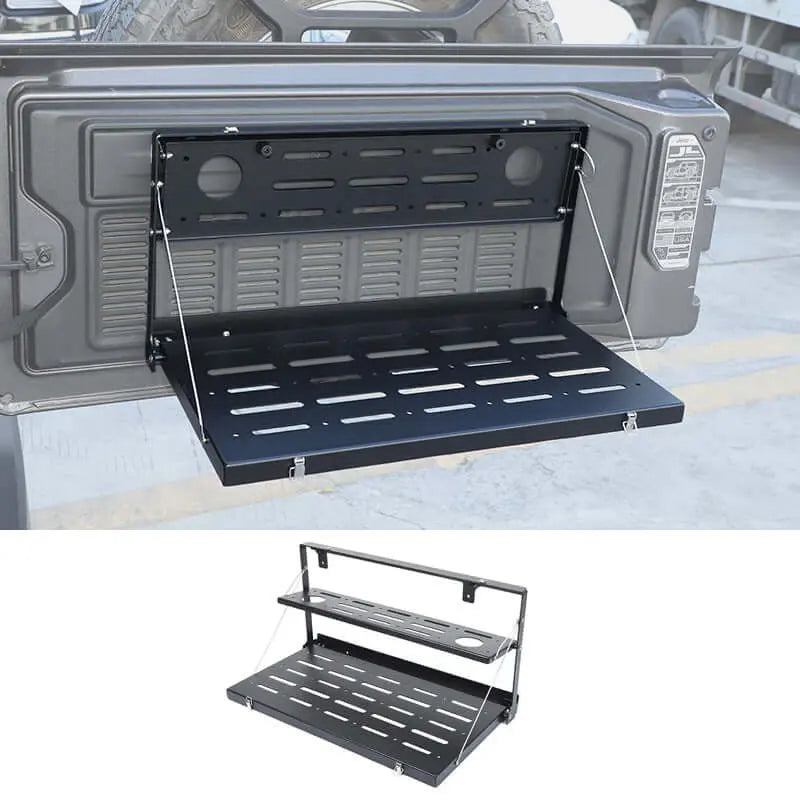 For 2018+ Jeep Wrangler JL Tailgate Table Rear Trunk Door Rack Cargo Holder Shelf Black