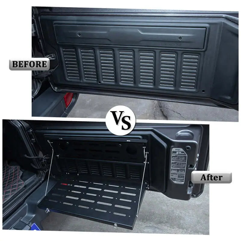 For 2018+ Jeep Wrangler JL Tailgate Table Rear Trunk Door Rack Cargo Holder Shelf Black