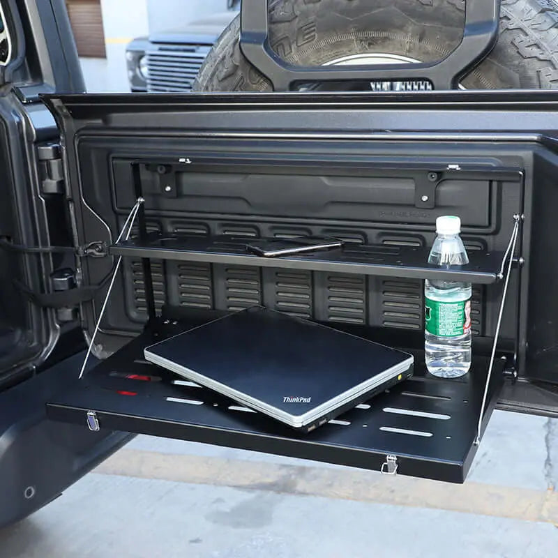 For 2018+ Jeep Wrangler JL Tailgate Table Rear Trunk Door Rack Cargo Holder Shelf Black
