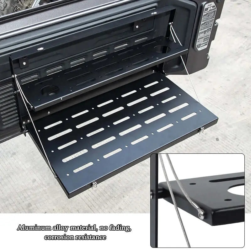 For 2018+ Jeep Wrangler JL Tailgate Table Rear Trunk Door Rack Cargo Holder Shelf Black