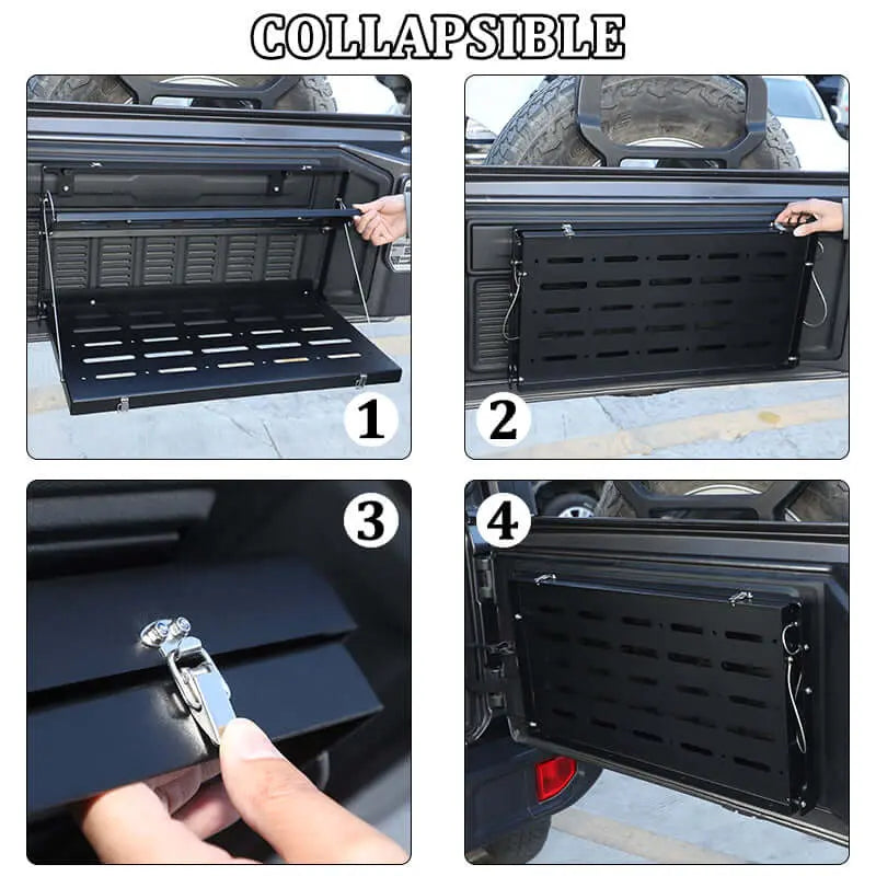For 2018+ Jeep Wrangler JL Tailgate Table Rear Trunk Door Rack Cargo Holder Shelf Black