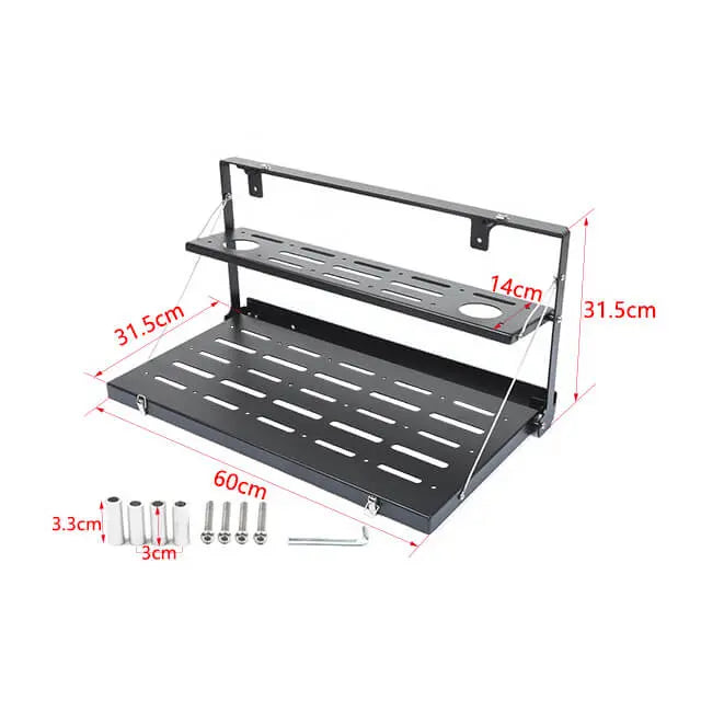 For 2018+ Jeep Wrangler JL Tailgate Table Rear Trunk Door Rack Cargo Holder Shelf Black