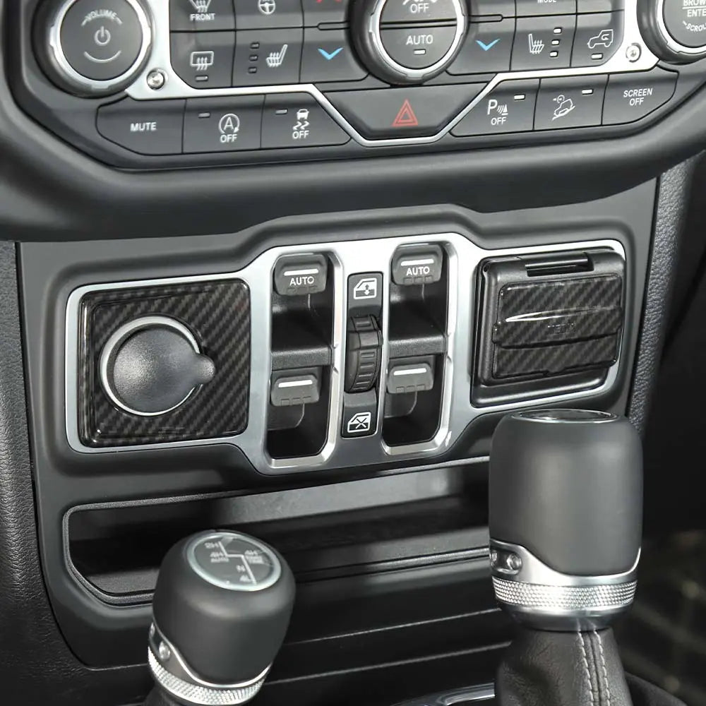 For 2018+ Jeep Wrangler JL & Gladiator JT 2 x Cigarette Lighter & USB Socket Trim ABS