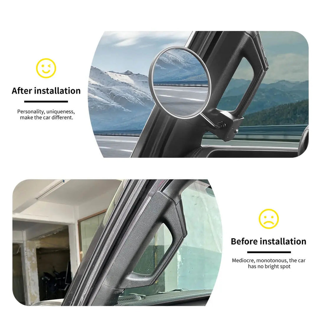 For 2018+ Jeep Wrangler JL & Gladiator JT A-Pillar Grab Handle Rear View Mirrors (2 pcs)