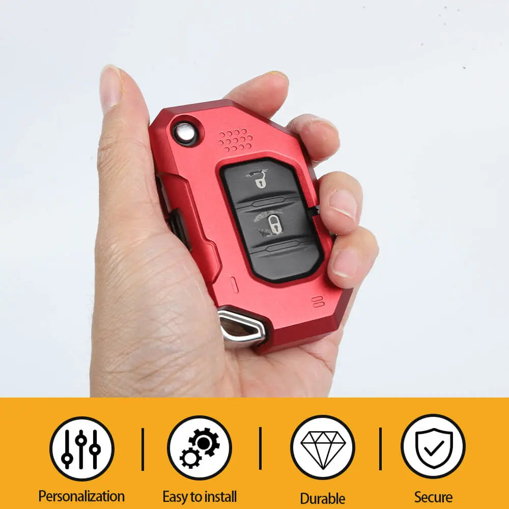 For 2018+ Jeep Wrangler JL & Gladiator JT Aluminum Key Fob Cover Case Protector Shell Trim