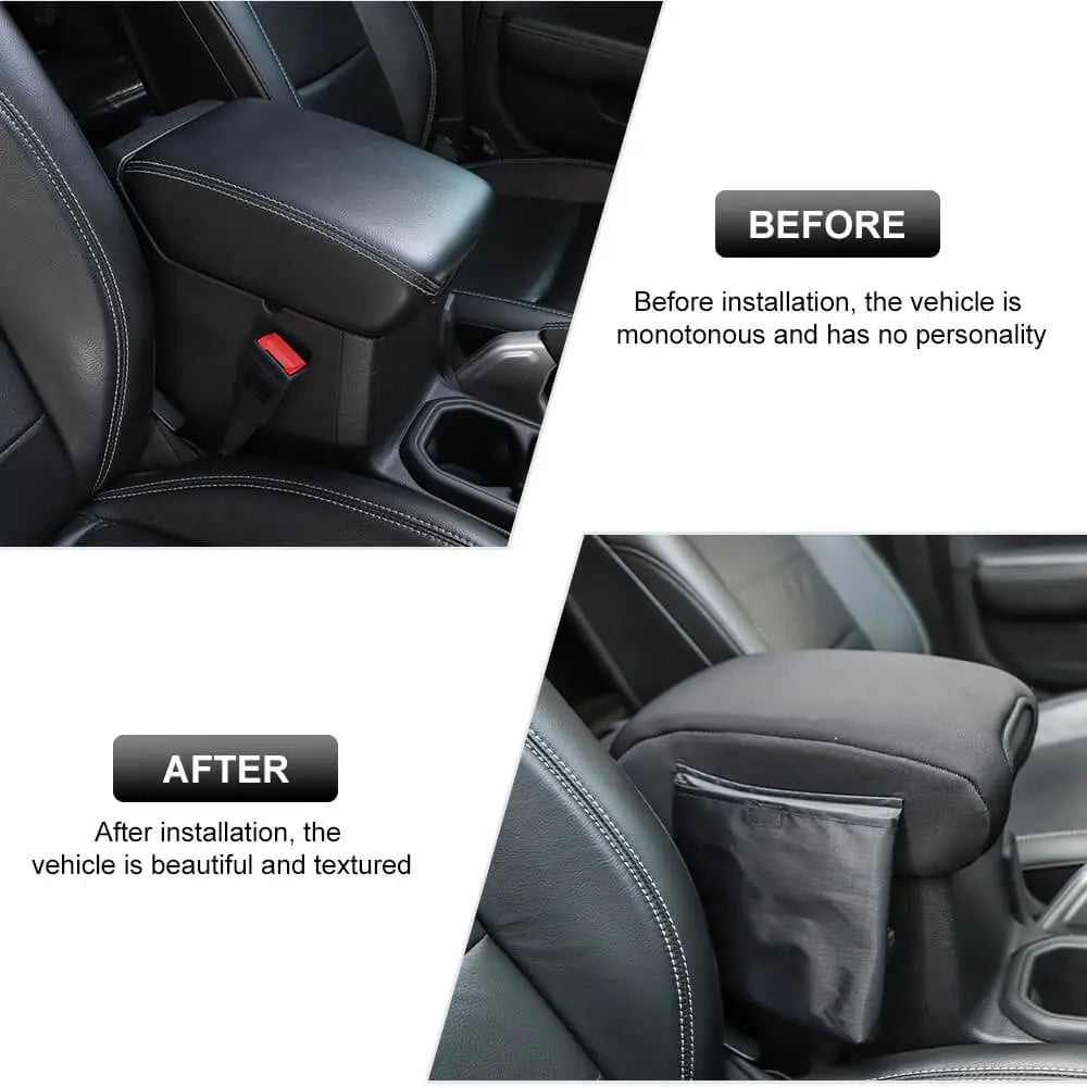 For 2018+ Jeep Wrangler JL & Gladiator JT Armrest Box Soft Cover Pad with Side Storage Pockets Bag