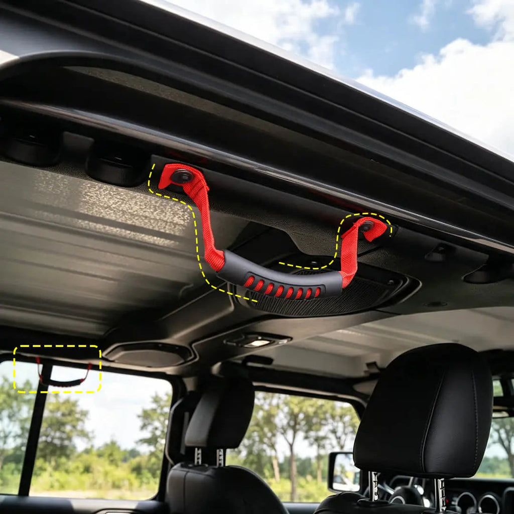 For 2018+ Jeep Wrangler JL & Gladiator JT Car Top Grab Handles Roll Bar Accessories (2 pcs)