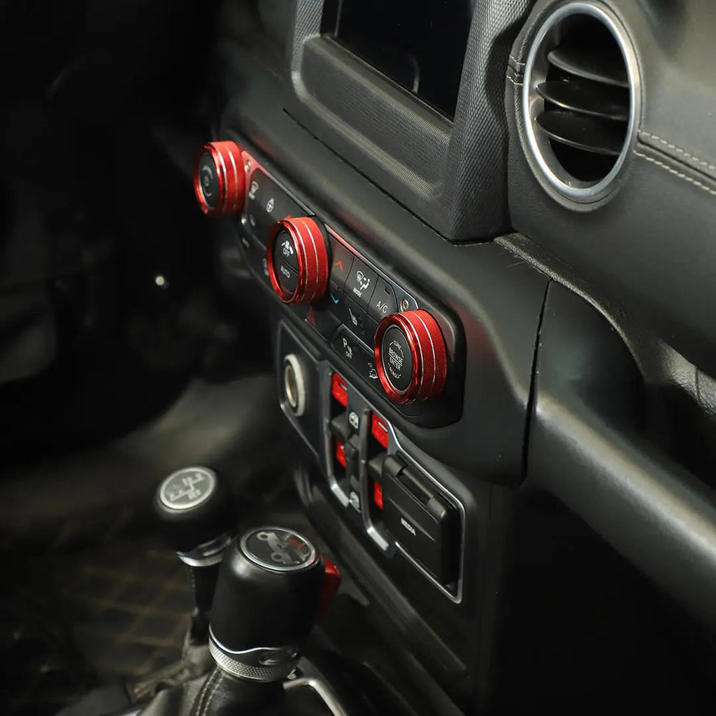 For 2018+ Jeep Wrangler JL & Gladiator JT Center Console Air Con Headlight Switch Window Control Knob Trim (8 pcs)