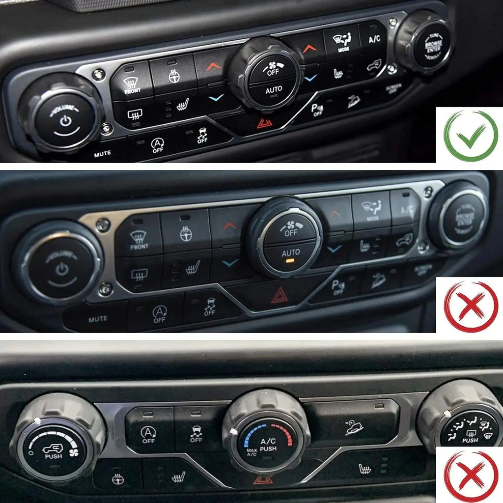 For 2018+ Jeep Wrangler JL & Gladiator JT Center Console Air Con Headlight Switch Window Control Knob Trim (8 pcs)