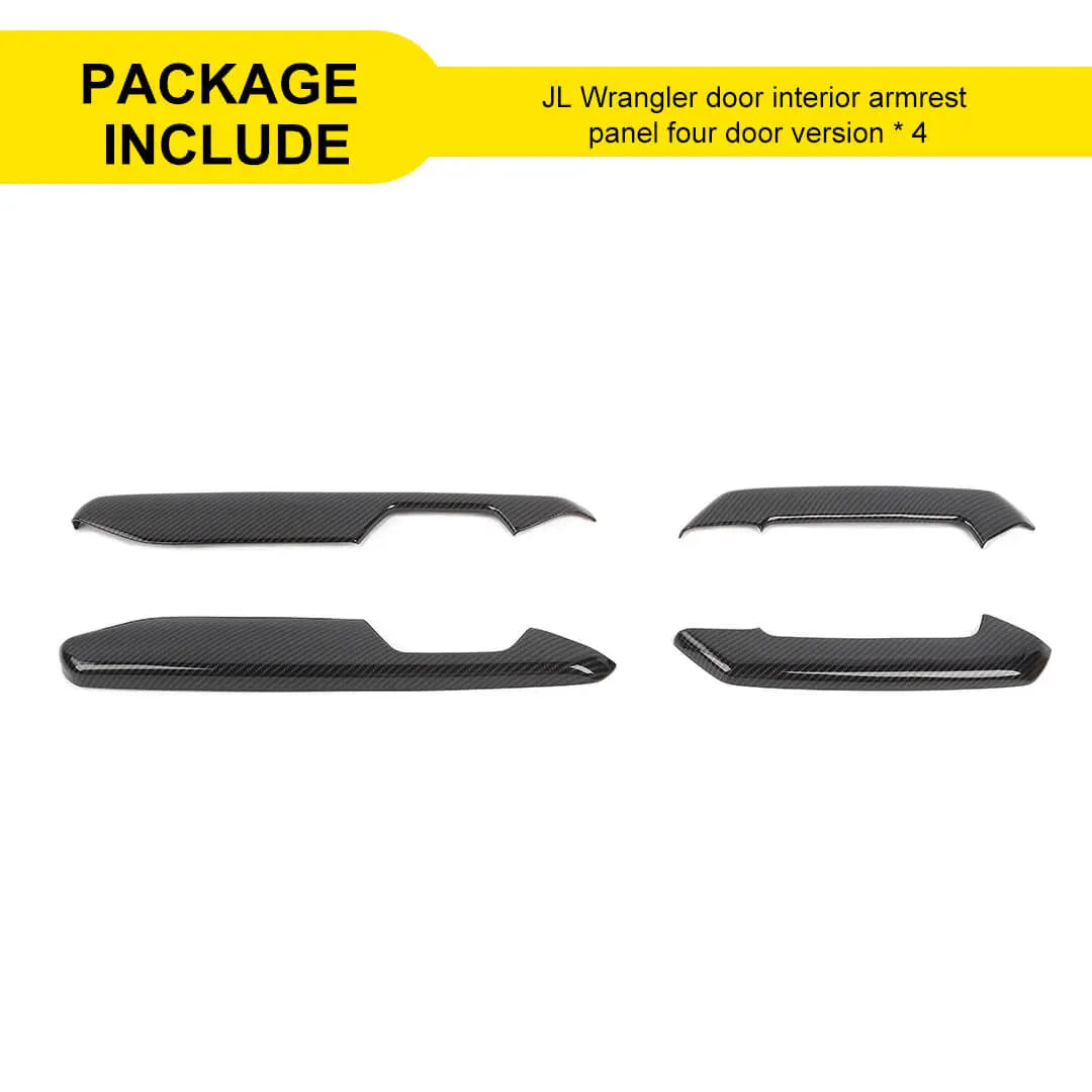For 2018+ Jeep Wrangler JL & Gladiator JT Door Armrest Handle Panel Guard Trim Cover (4 pcs)