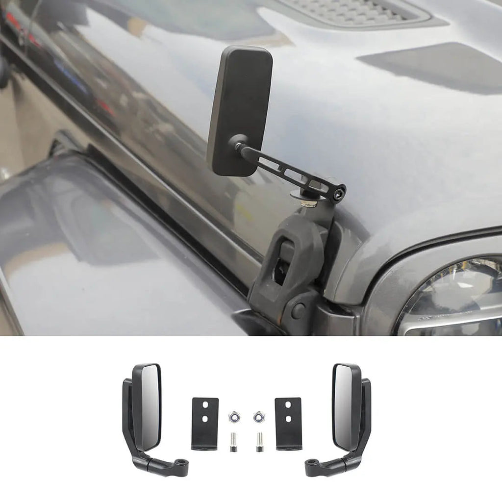 For 2018+ Jeep Wrangler JL & Gladiator JT Engine Hood Hinge Rear View Mirrors Door Off Anti-Shake (2 pcs)