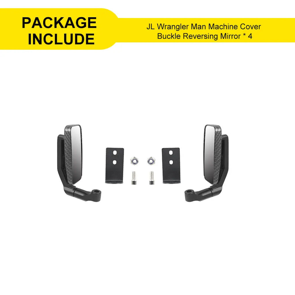 For 2018+ Jeep Wrangler JL & Gladiator JT Engine Hood Hinge Rear View Mirrors Door Off Anti-Shake (2 pcs)