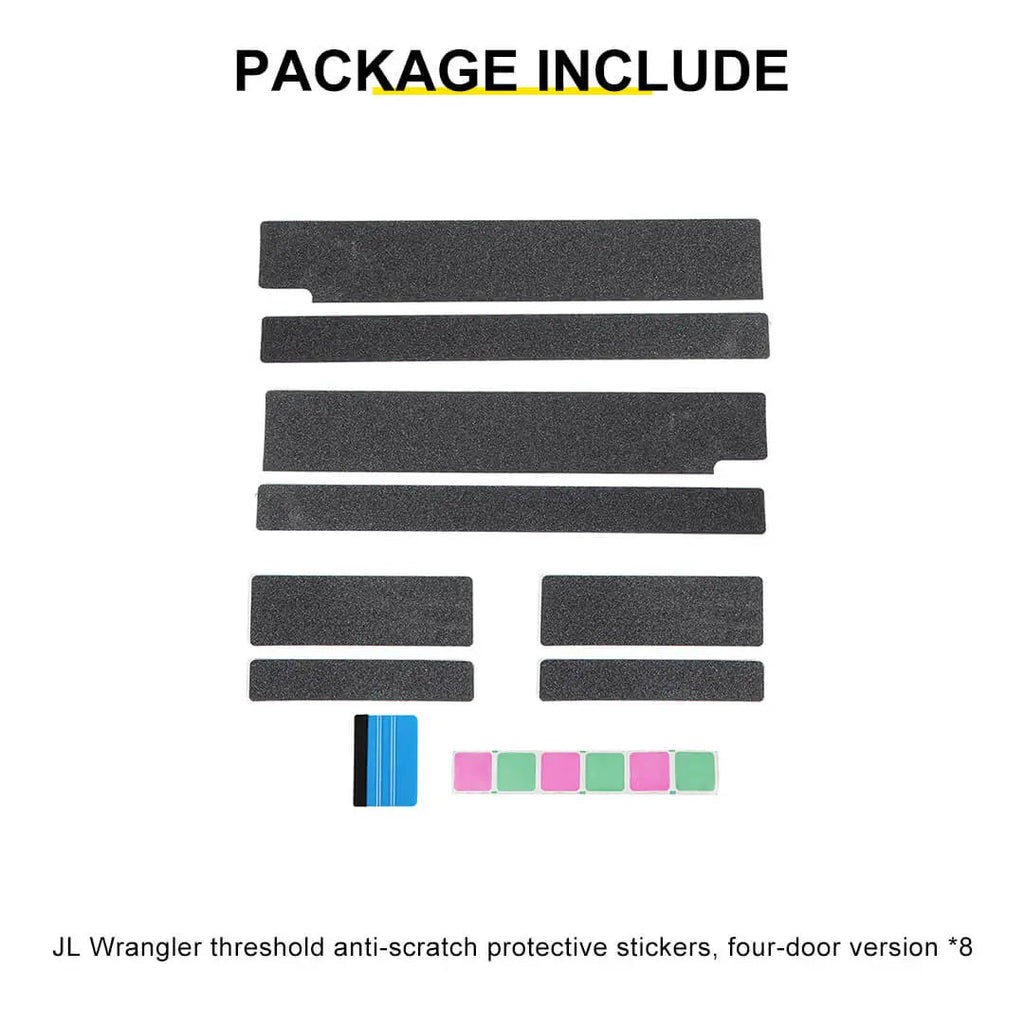 For 2018+ Jeep Wrangler JL & Gladiator JT Exterior Car Door Threshold Protection Stickers Cover