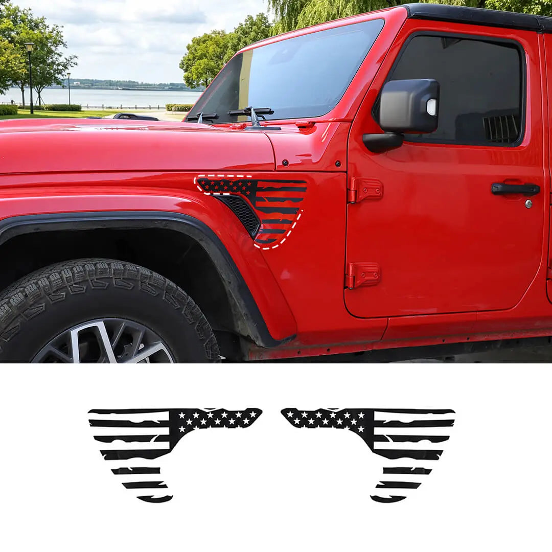 For 2018+ Jeep Wrangler JL & Gladiator JT Exterior Front Leaf Fender Sticker Trim Cover (2 pcs)