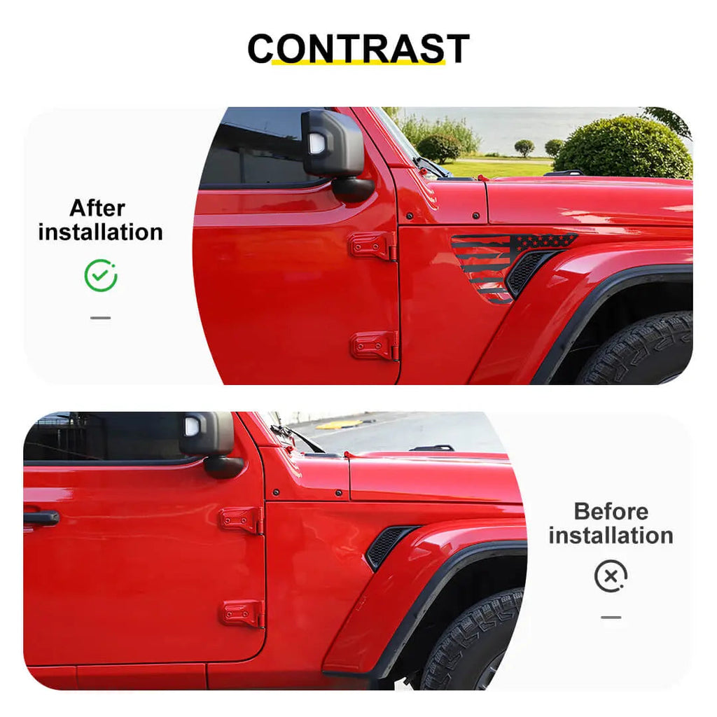 For 2018+ Jeep Wrangler JL & Gladiator JT Exterior Front Leaf Fender Sticker Trim Cover (2 pcs)