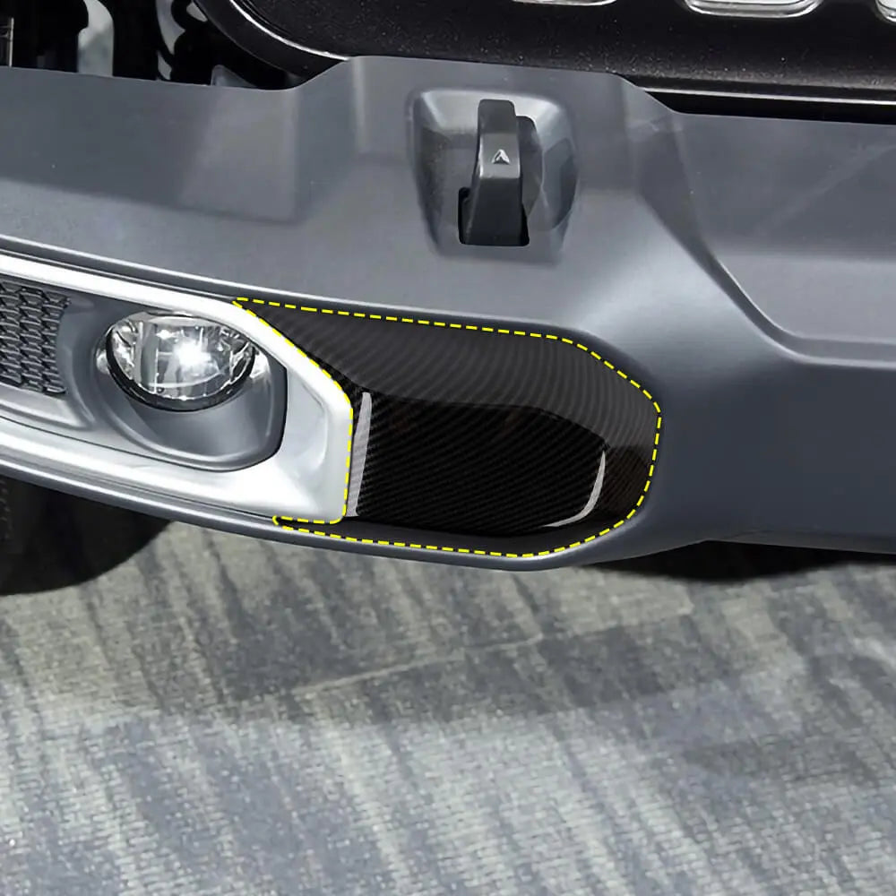 For 2018+ Jeep Wrangler JL & Gladiator JT Front Bumper Anti-collision Block Cover Trim Carbon Fiber