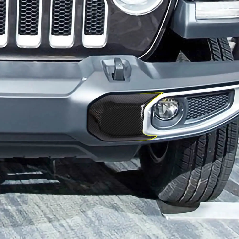 For 2018+ Jeep Wrangler JL & Gladiator JT Front Bumper Anti-collision Block Cover Trim Carbon Fiber