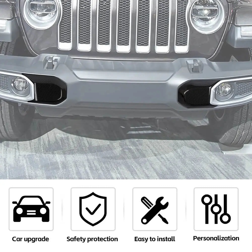 For 2018+ Jeep Wrangler JL & Gladiator JT Front Bumper Anti-collision Block Cover Trim Carbon Fiber