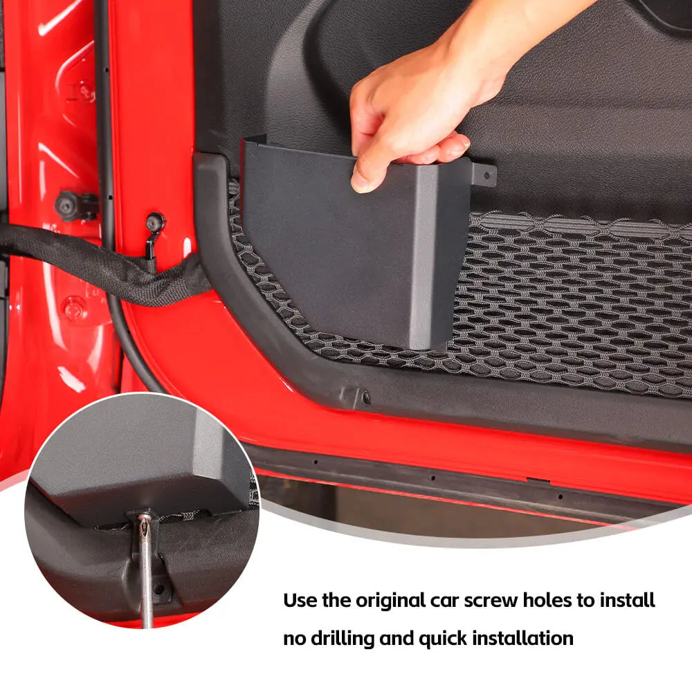 For 2018+ Jeep Wrangler JL & Gladiator JT Front Door Net Replacement Insert Metal Door Pocket Map Storage Box Short Version