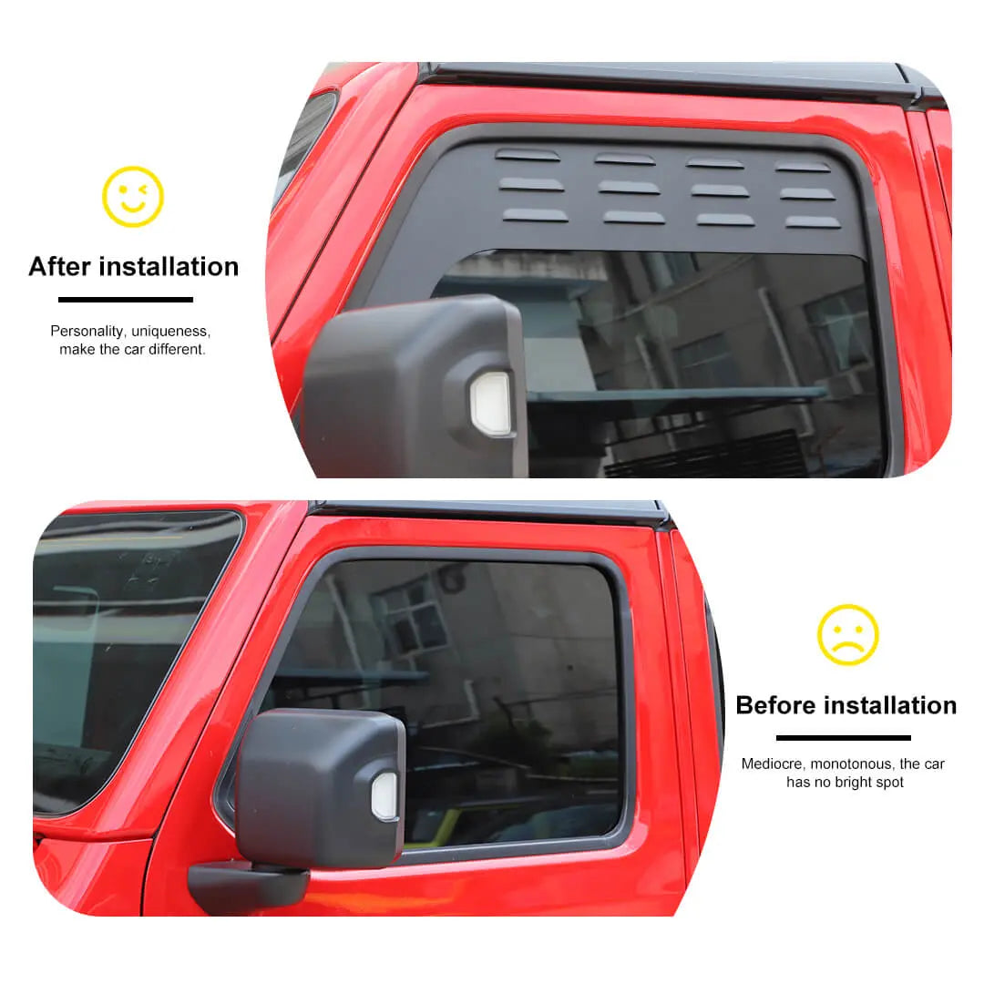 For 2018+ Jeep Wrangler JL & Gladiator JT Front Door Window Louver Air Vent Panel Cover (2 pcs)