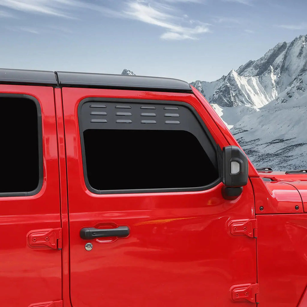 For 2018+ Jeep Wrangler JL & Gladiator JT Front Door Window Louver Air Vent Panel Cover (2 pcs)