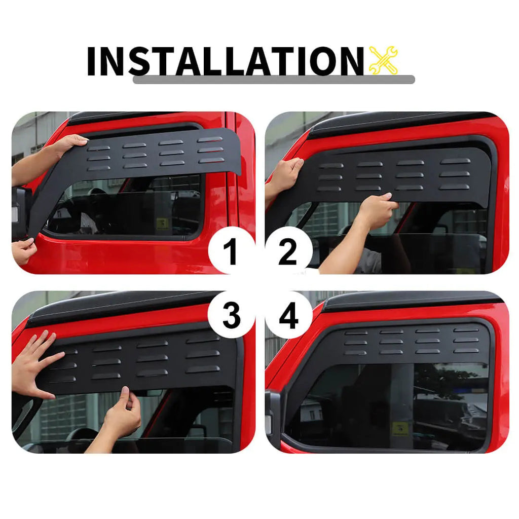 For 2018+ Jeep Wrangler JL & Gladiator JT Front Door Window Louver Air Vent Panel Cover (2 pcs)
