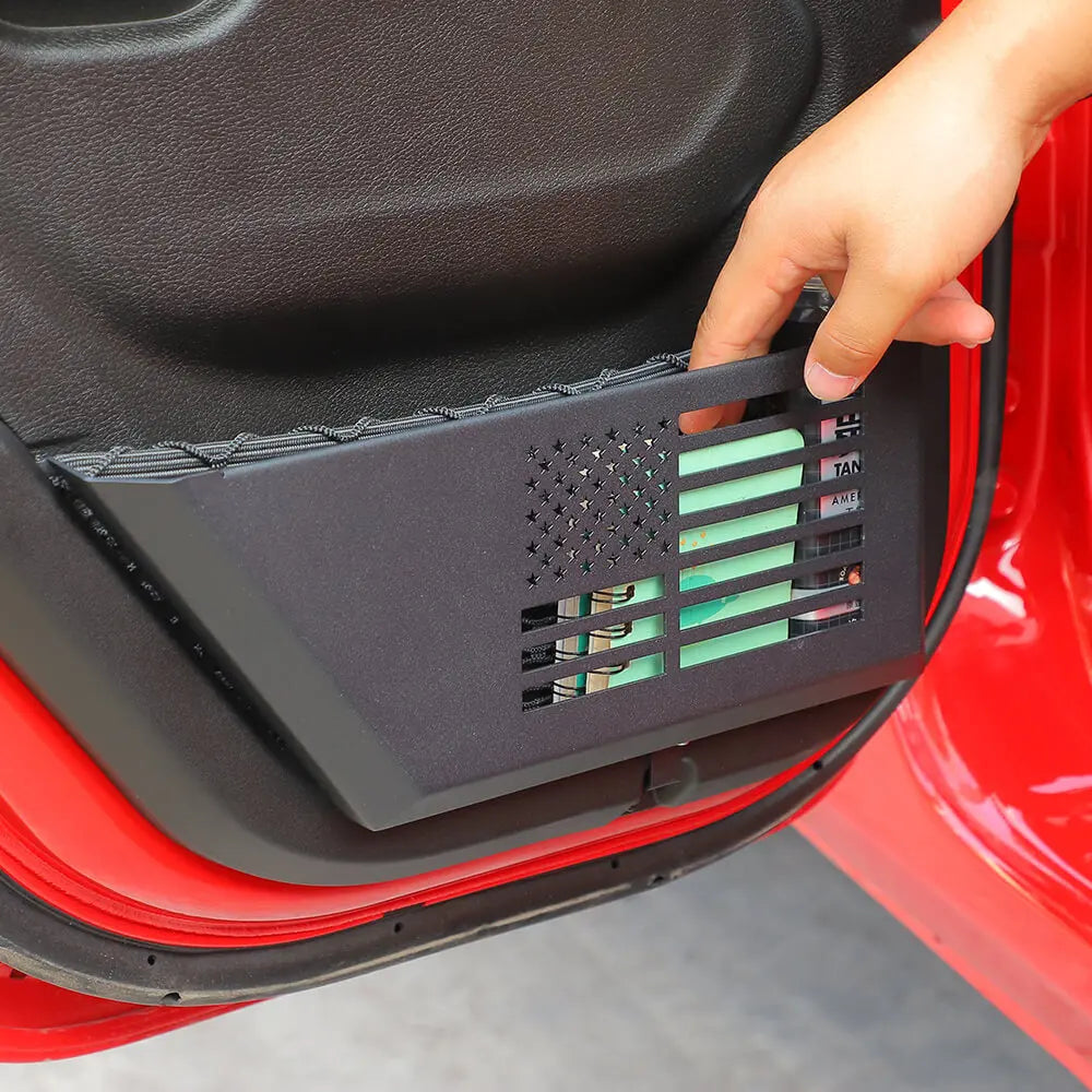 For 2018+ Jeep Wrangler JL & Gladiator JT Front/Rear Door Net Replacement Insert Metal Storage Box Door Map Pocket US Flag