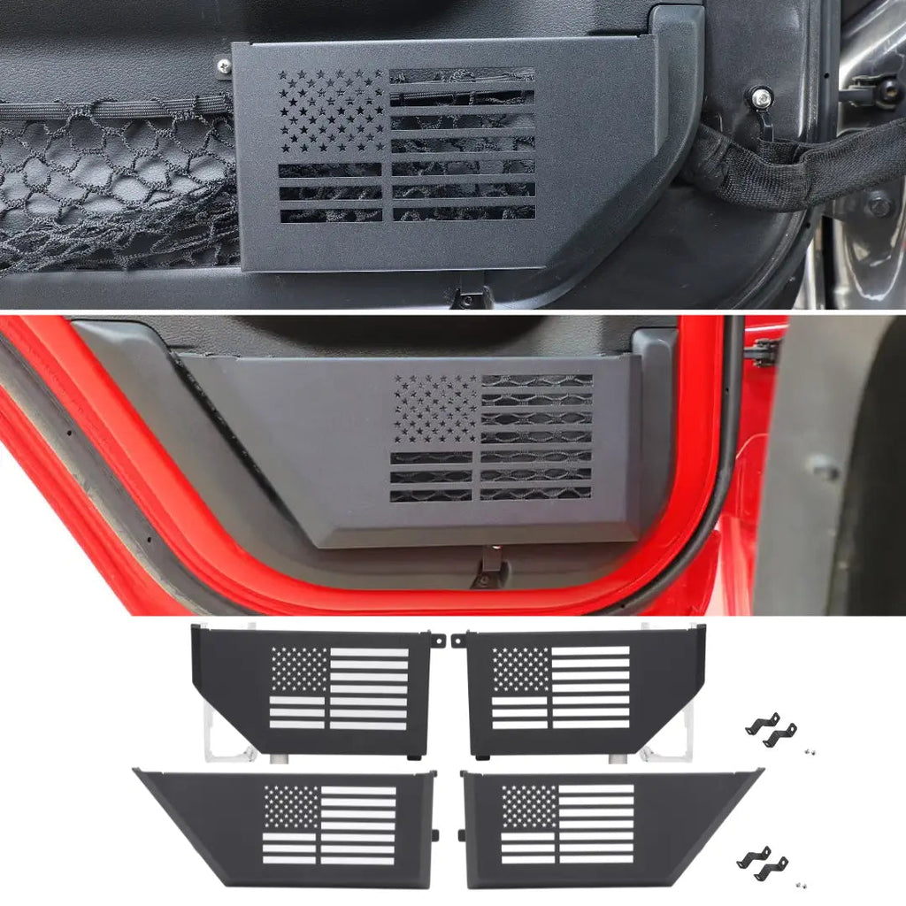 For 2018+ Jeep Wrangler JL & Gladiator JT Front/Rear Door Net Replacement Insert Metal Storage Box Door Map Pocket US Flag