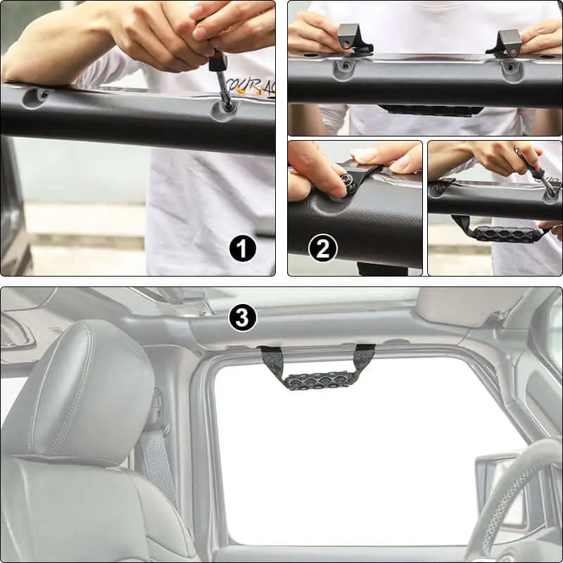 For 2018+ Jeep Wrangler JL & Gladiator JT Front Rear Grab Bar Handle Grip Handles A Styel