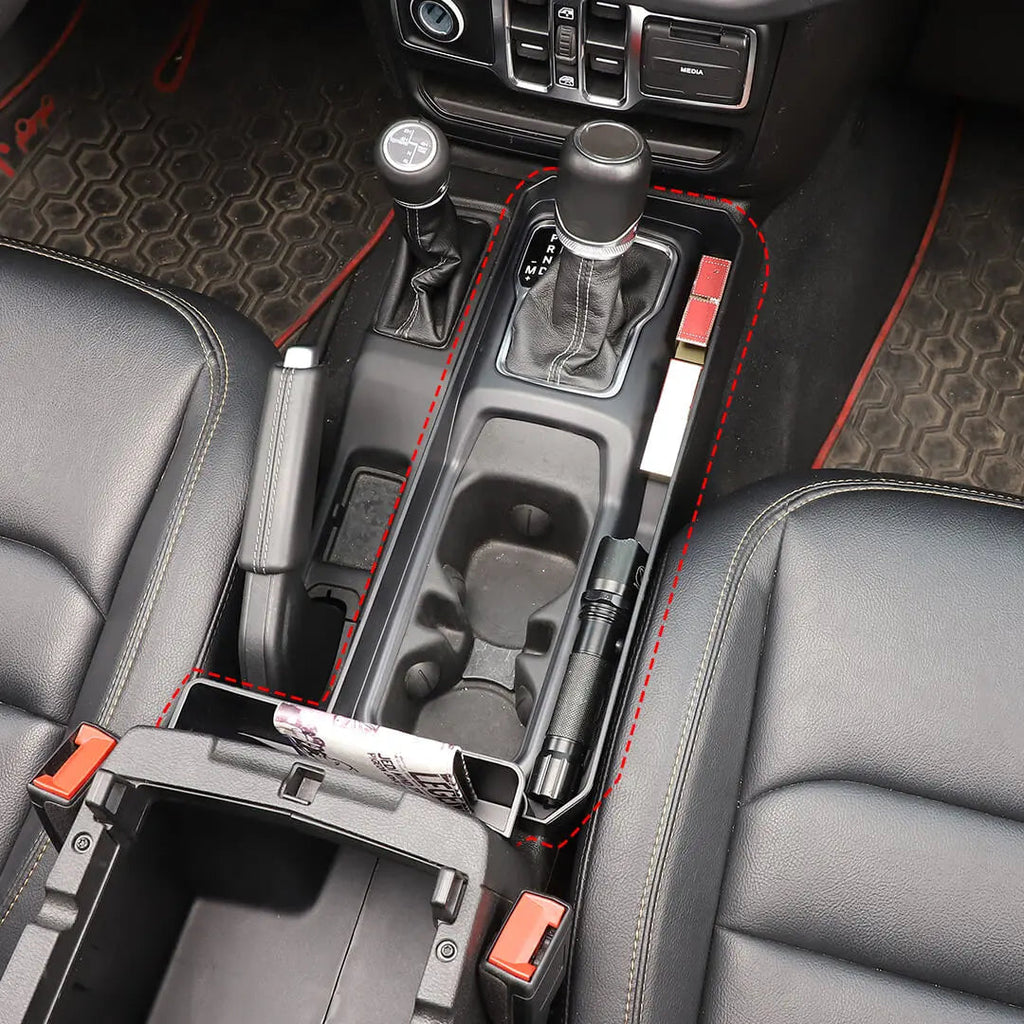 For 2018+ Jeep Wrangler JL & Gladiator JT Gear Shift Console Side Storage Box Organizer Tray (2 pcs)