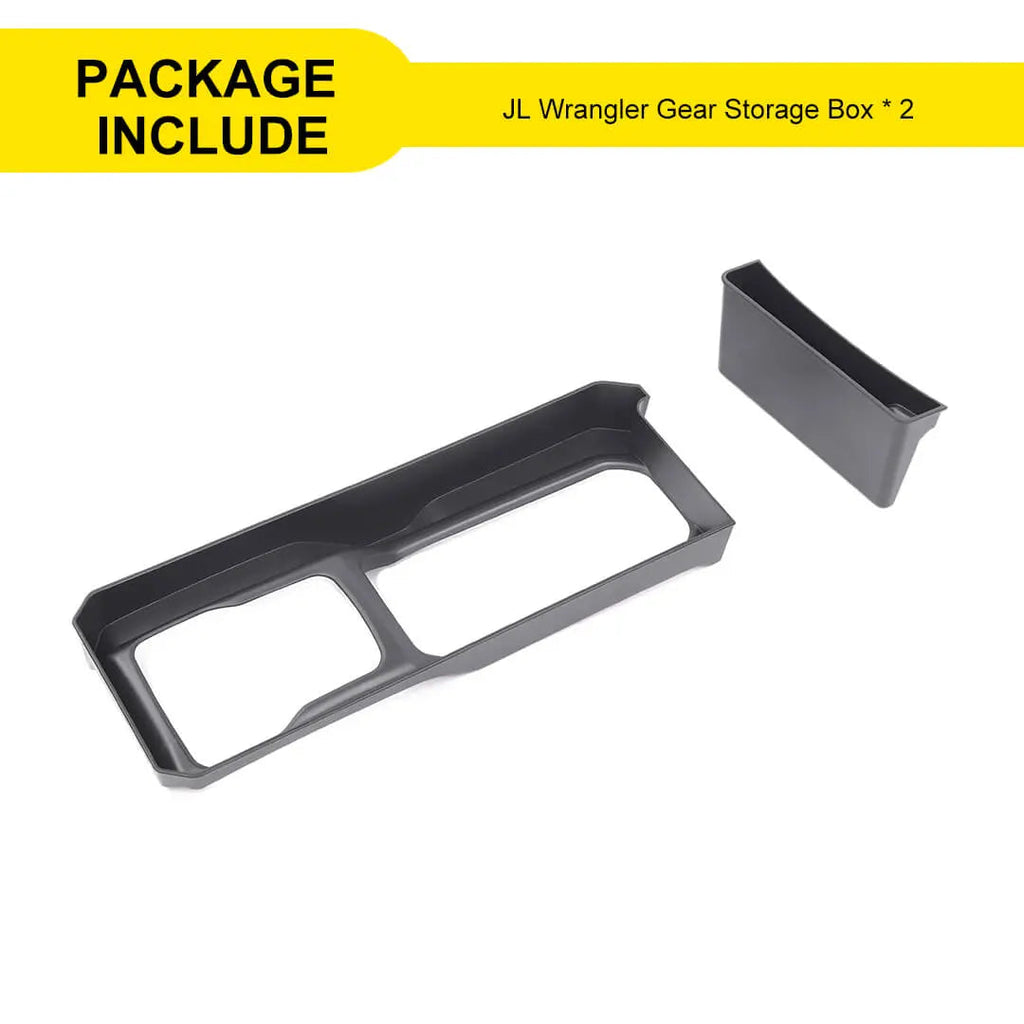 For 2018+ Jeep Wrangler JL & Gladiator JT Gear Shift Console Side Storage Box Organizer Tray (2 pcs)