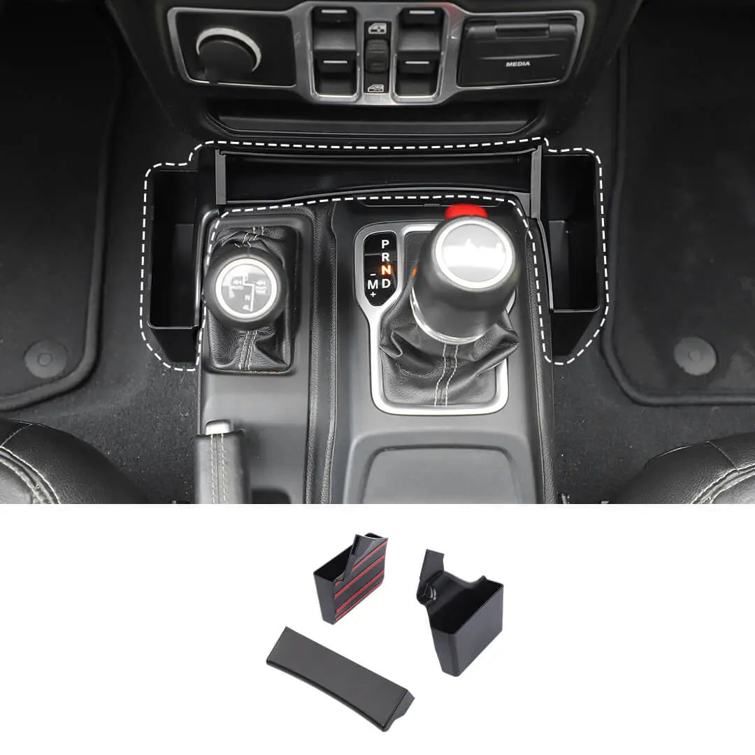 For 2018+ Jeep Wrangler JL & Gladiator JT Inner Center Console Gear Shift Side Storage Box Organizer (3 pcs)