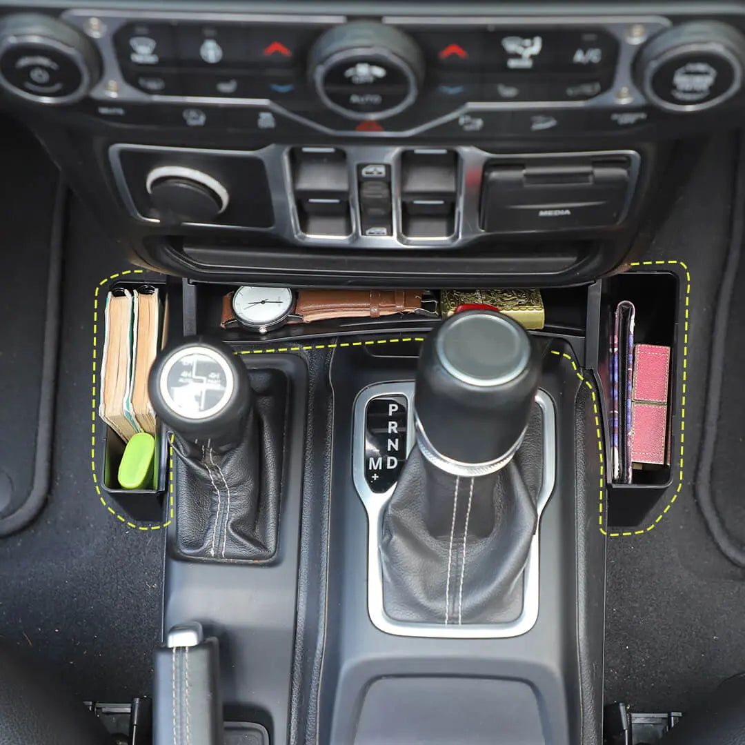 For 2018+ Jeep Wrangler JL & Gladiator JT Inner Center Console Gear Shift Side Storage Box Organizer (3 pcs)