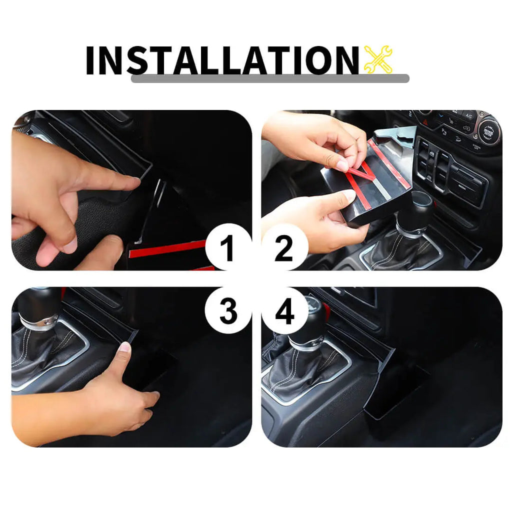 For 2018+ Jeep Wrangler JL & Gladiator JT Inner Center Console Gear Shift Side Storage Box Organizer (3 pcs)