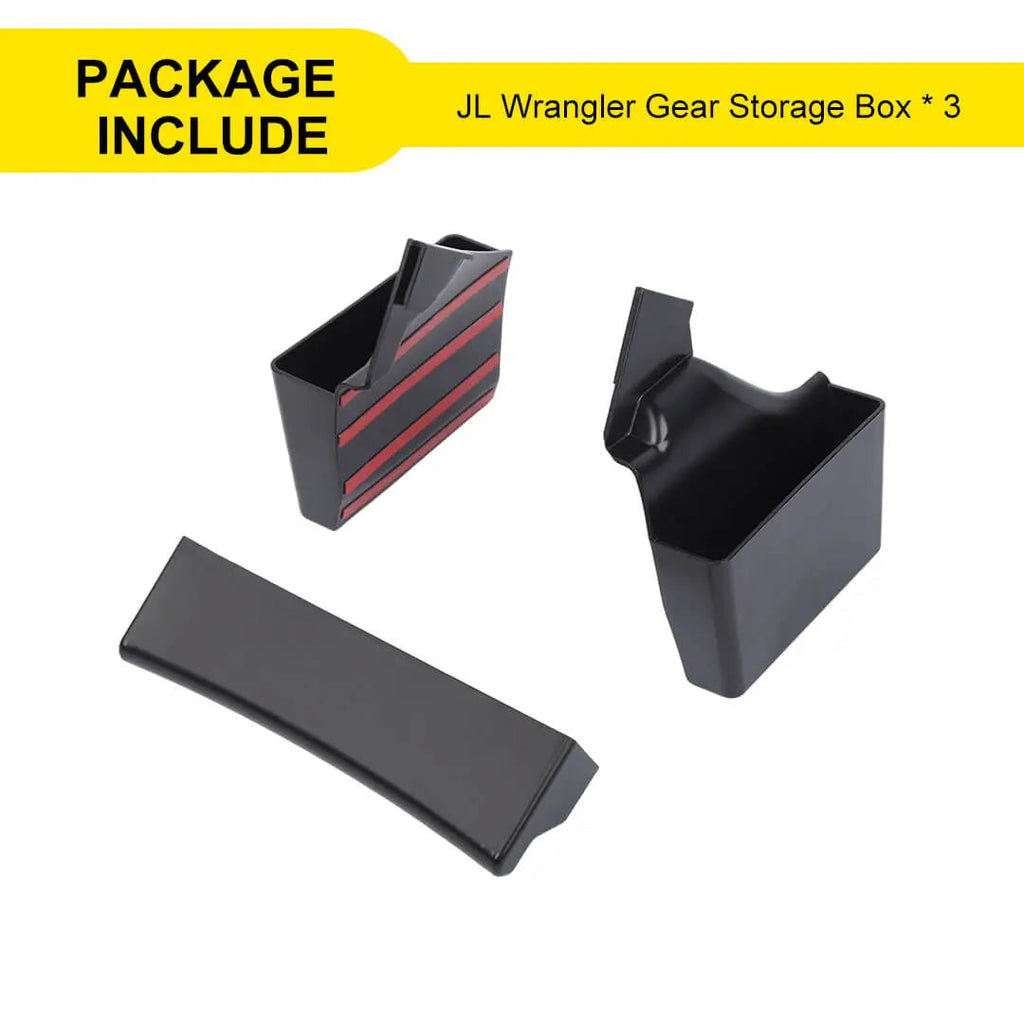 For 2018+ Jeep Wrangler JL & Gladiator JT Inner Center Console Gear Shift Side Storage Box Organizer (3 pcs)
