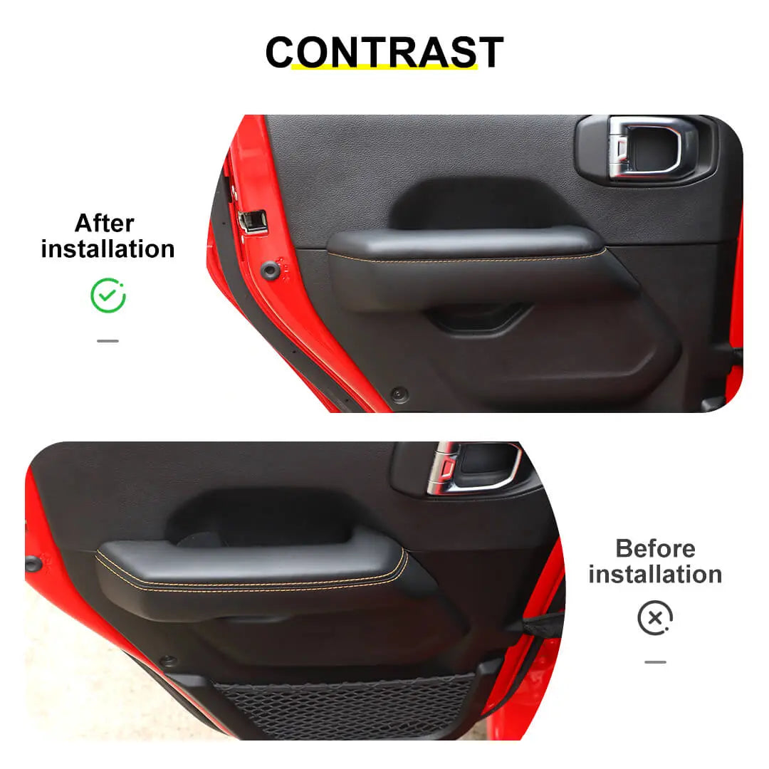 For 2018+ Jeep Wrangler JL & Gladiator JT Innet Door Armrest Handle Panel Guard Cover Decor Trim (4 pcs)