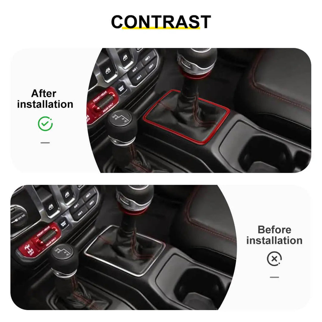 For 2018+ Jeep Wrangler JL & Gladiator JT Interior Center Console Gear Shift Trim Ring Cover（Manual Transmission Only）