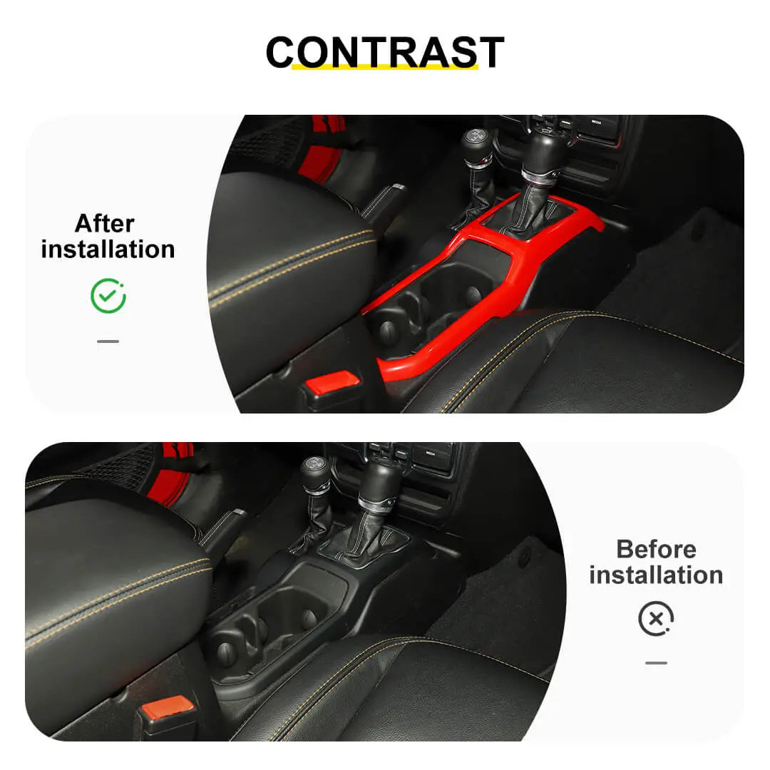 For 2018+ Jeep Wrangler JL & Gladiator JT Interior Center Console Water Cup Holder Manual Gear Shift Panel Frame Trim Cover
