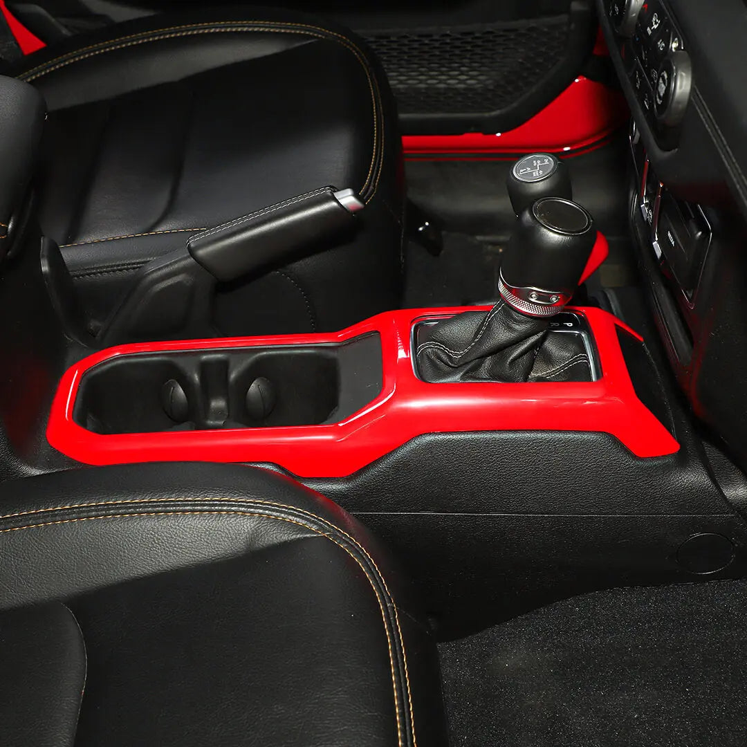 For 2018+ Jeep Wrangler JL & Gladiator JT Interior Center Console Water Cup Holder Manual Gear Shift Panel Frame Trim Cover