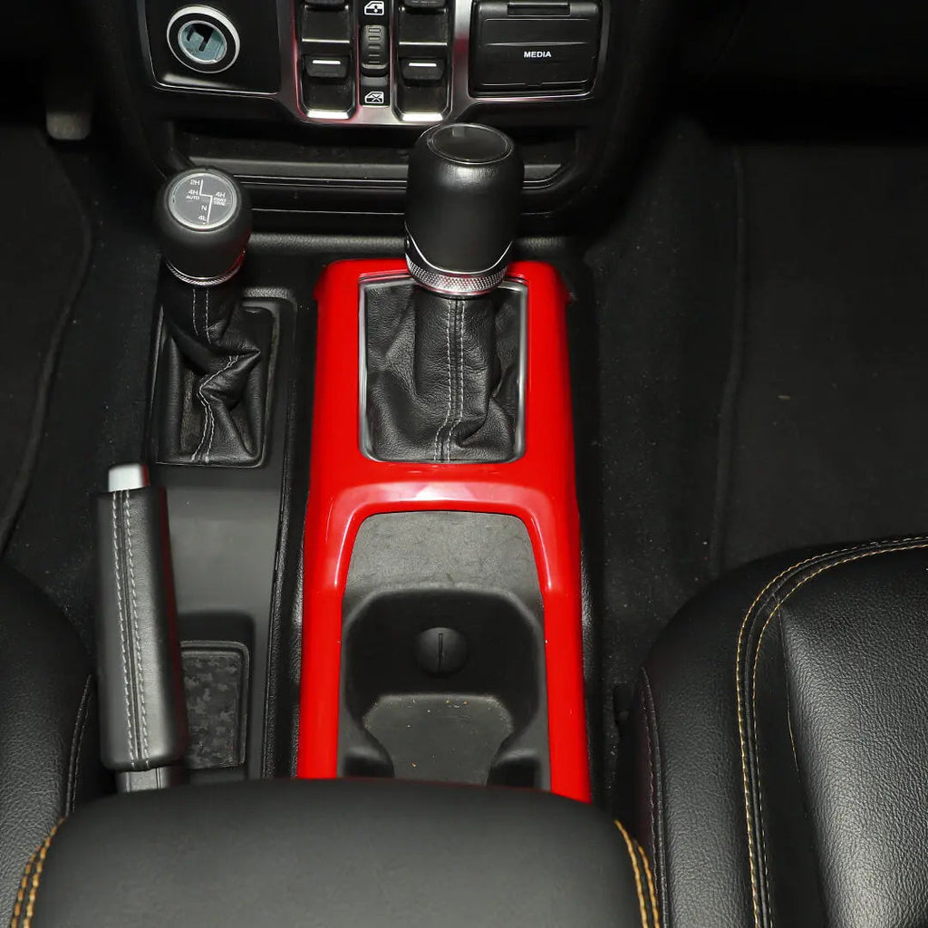 For 2018+ Jeep Wrangler JL & Gladiator JT Interior Center Console Water Cup Holder Manual Gear Shift Panel Frame Trim Cover