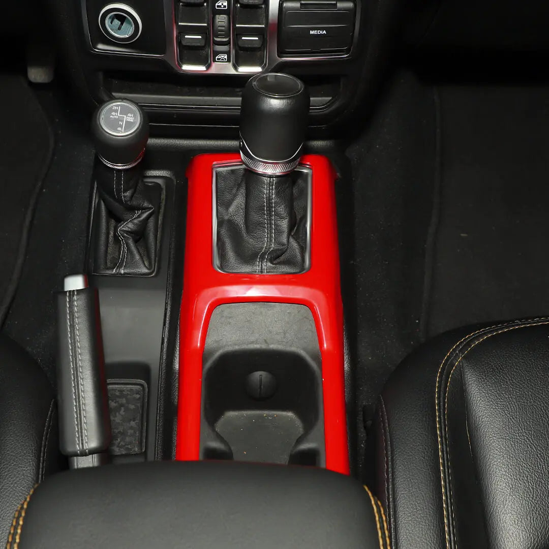 For 2018+ Jeep Wrangler JL & Gladiator JT Interior Center Console Water Cup Holder Manual Gear Shift Panel Frame Trim Cover