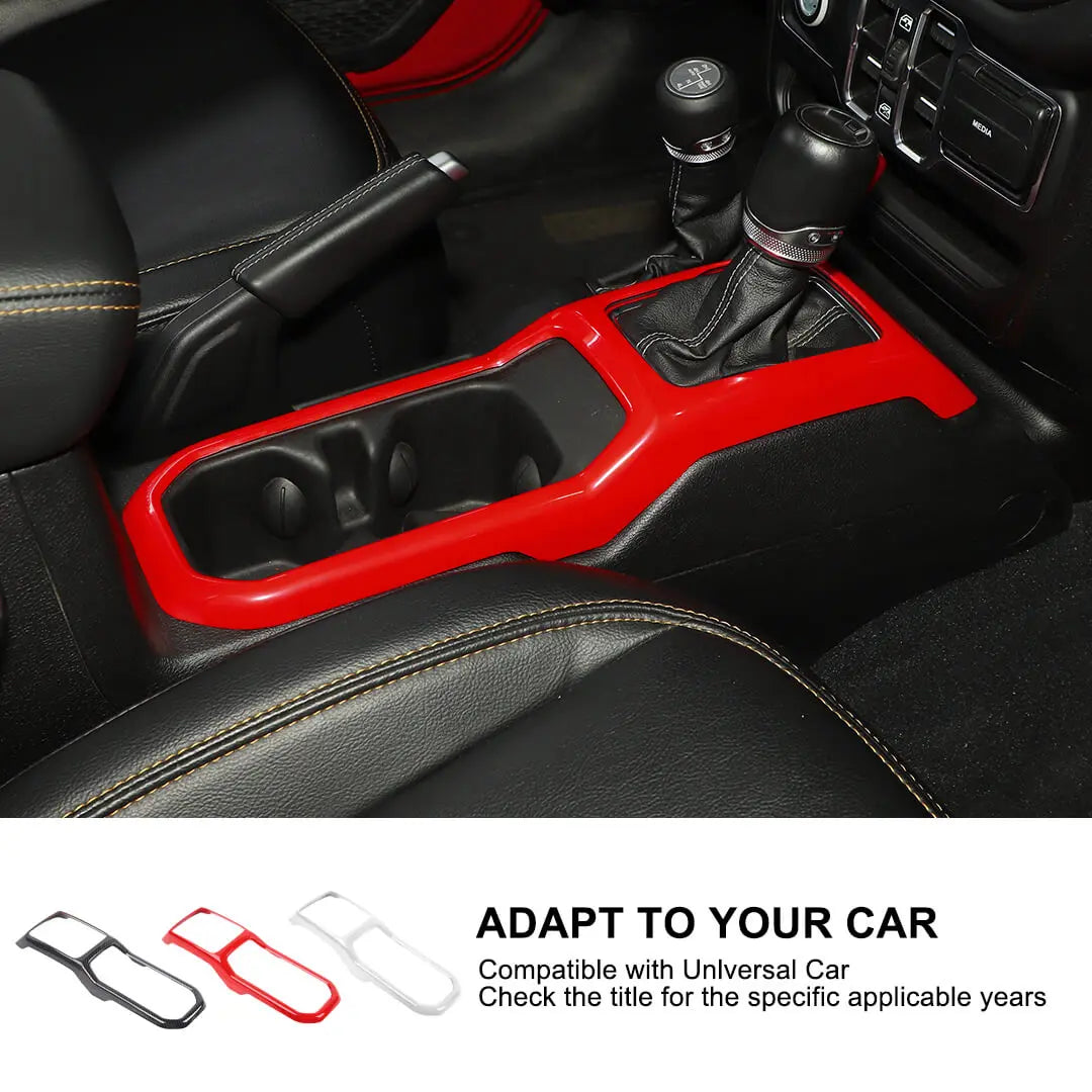 For 2018+ Jeep Wrangler JL & Gladiator JT Interior Center Console Water Cup Holder Manual Gear Shift Panel Frame Trim Cover