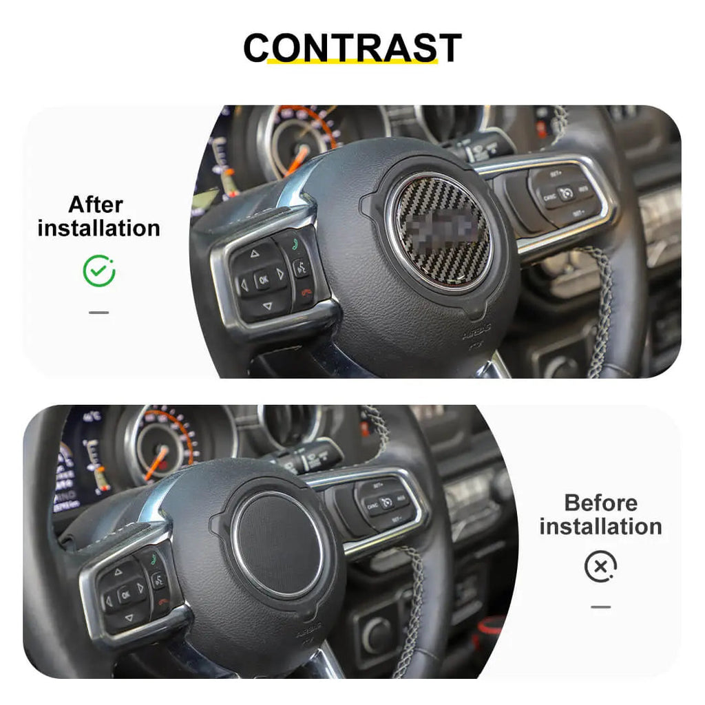 For 2018+ Jeep Wrangler JL & Gladiator JT Interior Steering Wheel Center Trim Cover