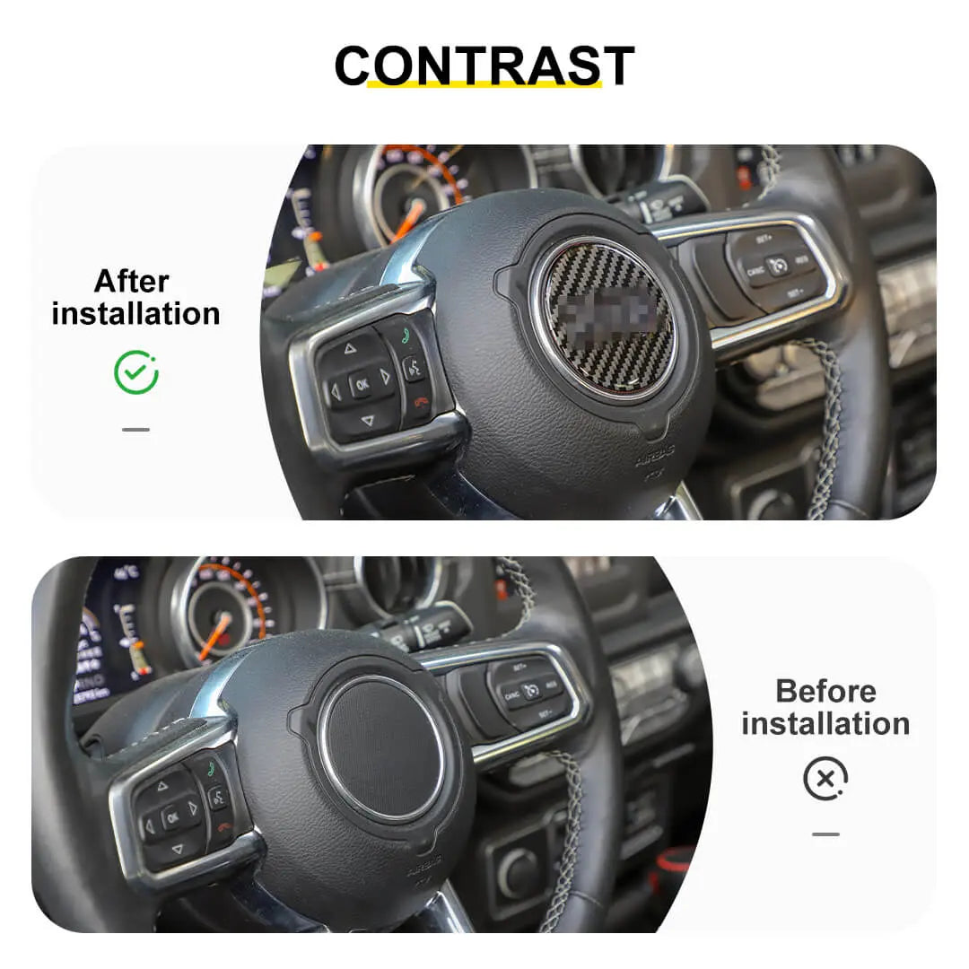For 2018+ Jeep Wrangler JL & Gladiator JT Interior Steering Wheel Center Trim Cover