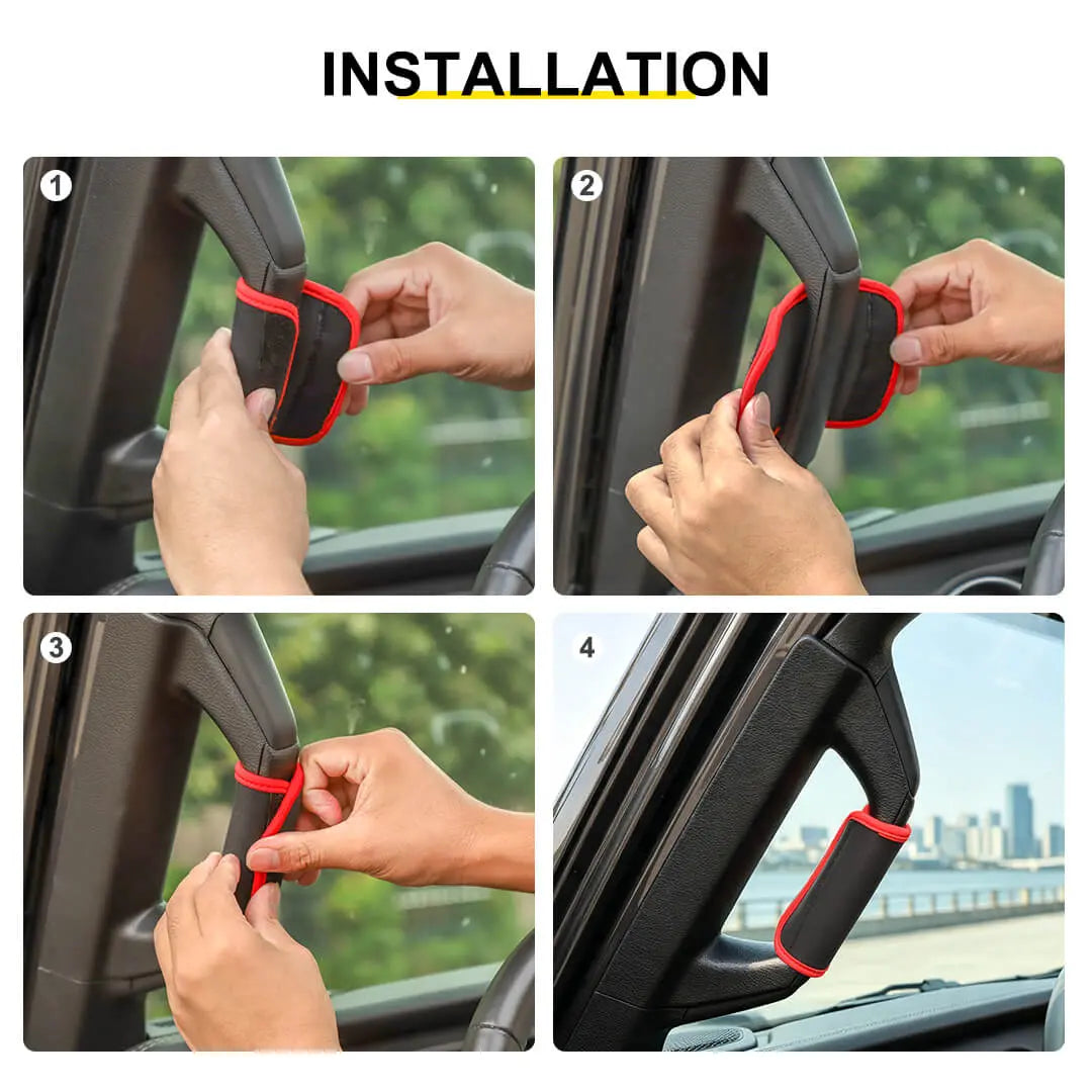 For 2018+ Jeep Wrangler JL & Gladiator JT Interior Top Roll Bar Grab Handle Protection Cover  (4 pcs)