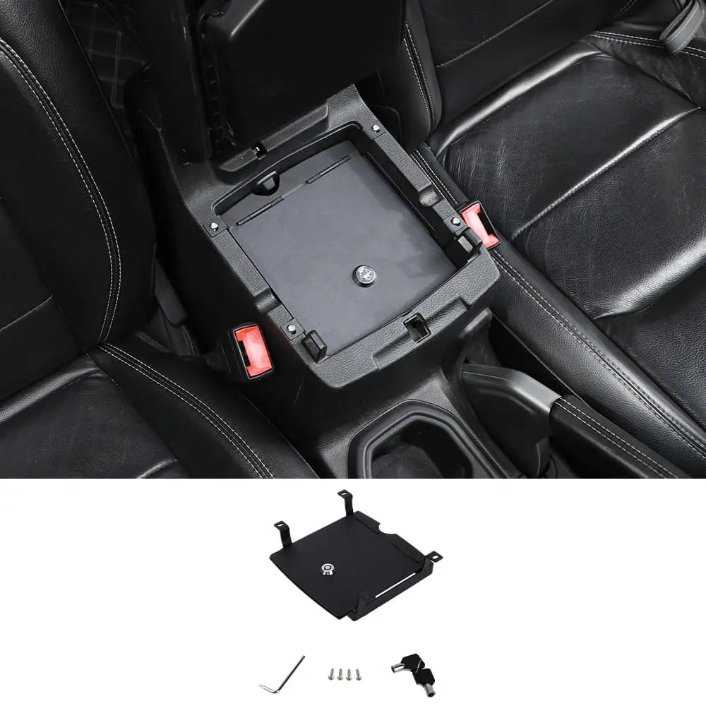 For 2018+ Jeep Wrangler JL & Gladiator JT Metal Center Console Armrest Box Safety Storage Case Cover with Lock Kit