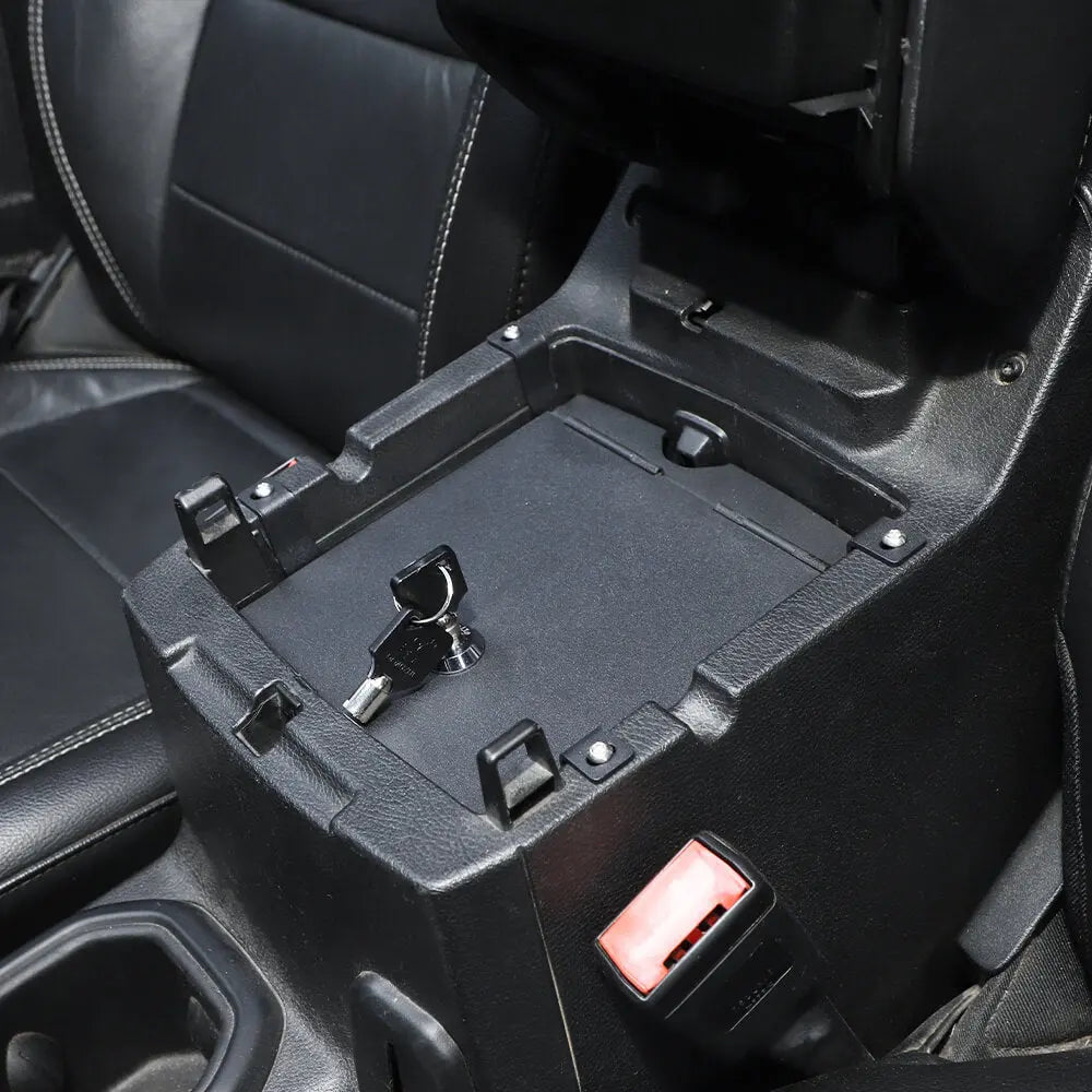For 2018+ Jeep Wrangler JL & Gladiator JT Metal Center Console Armrest Box Safety Storage Case Cover with Lock Kit