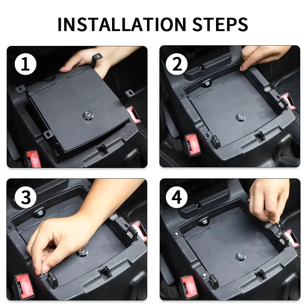 For 2018+ Jeep Wrangler JL & Gladiator JT Metal Center Console Armrest Box Safety Storage Case Cover with Lock Kit